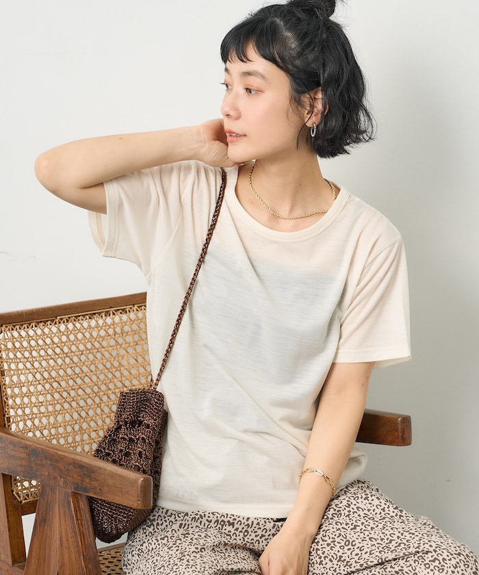 ＜サマーウールブレンド＞とろみ ステッチ Tシャツ