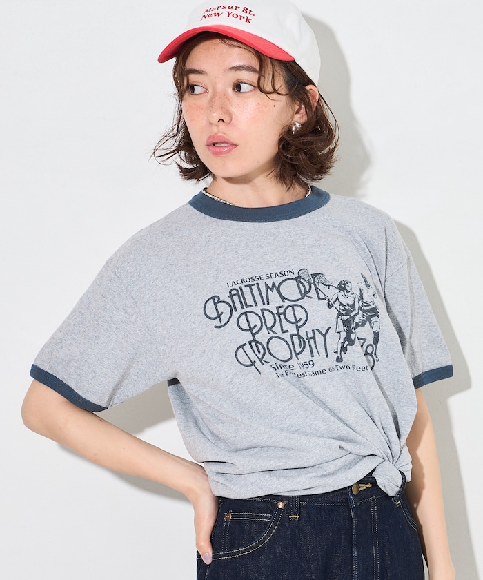 SPORTS PRINT RINGER T-SHIRT