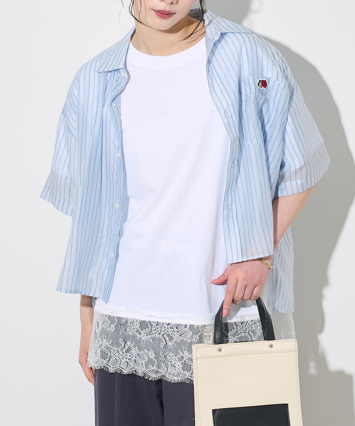 裾 レースドッキング Tシャツ