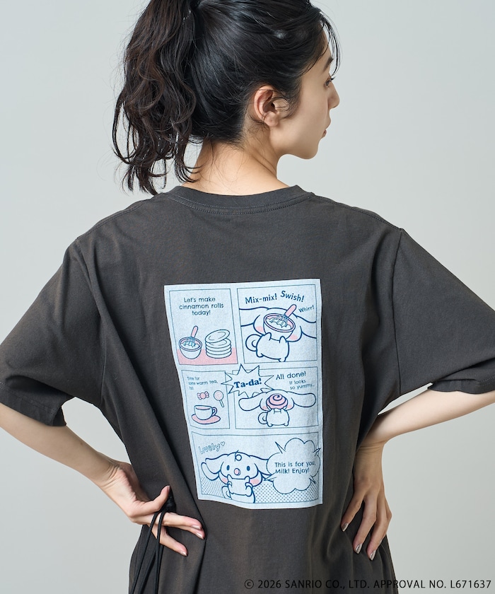 ”CINNAMOROLL” 目隠し コミック柄 プリントTシャツ