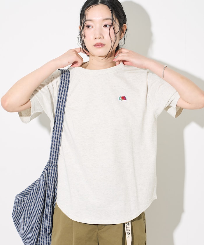 別注 ワンポイント刺繍 ラウンドヘムTシャツ