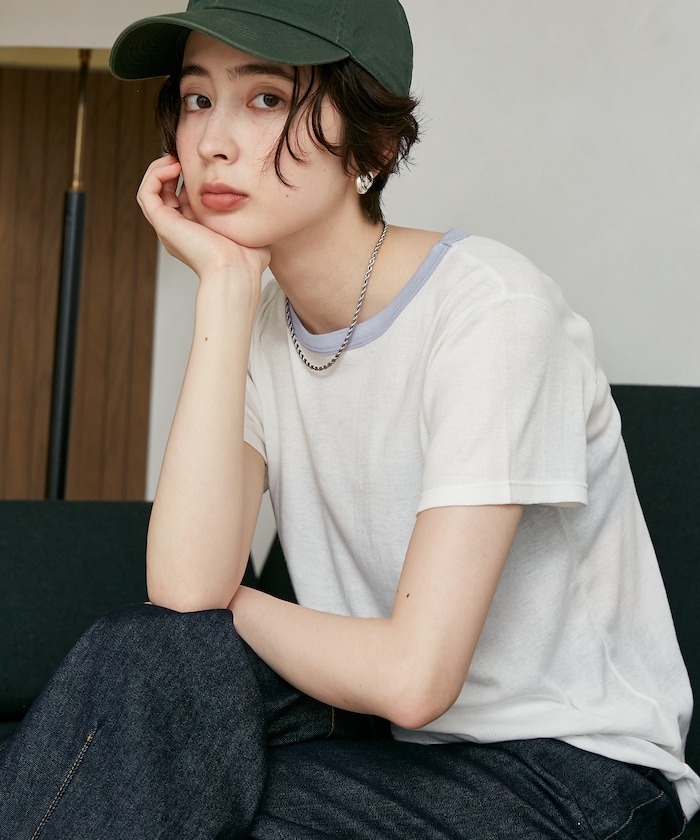 別注 Light Panel Rib Crew Tee