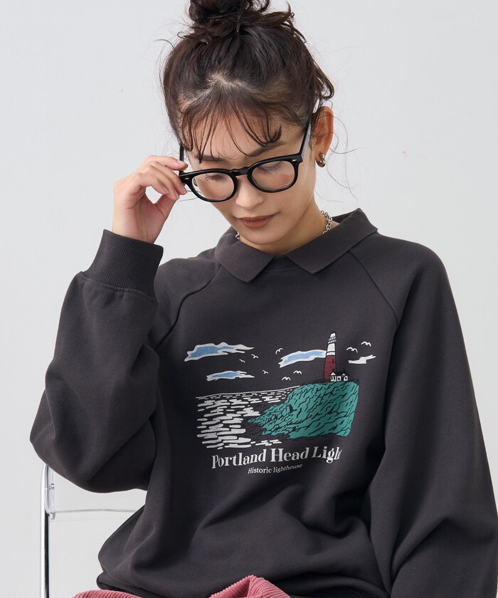 FREAK'S STOREの襟付き プリント スウェット トップス