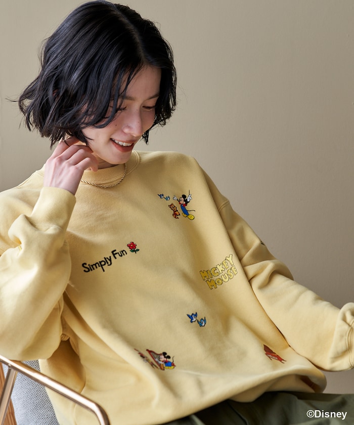＜新色追加＞【MICKEY MOUSE】レトロ 刺繍スウェット