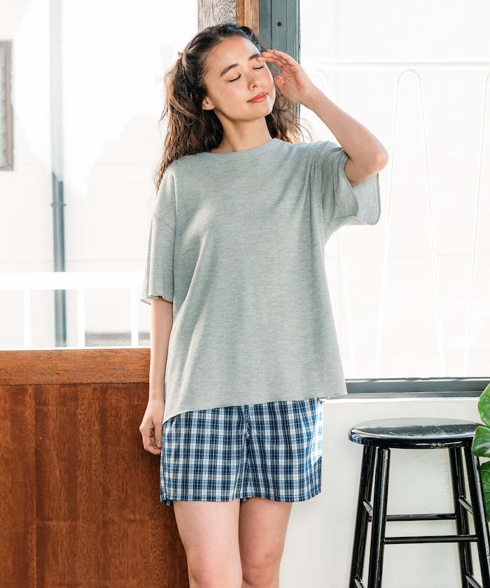 FRUIT OF THE LOOM/別注 無地Tシャツ チェックショートパンツ