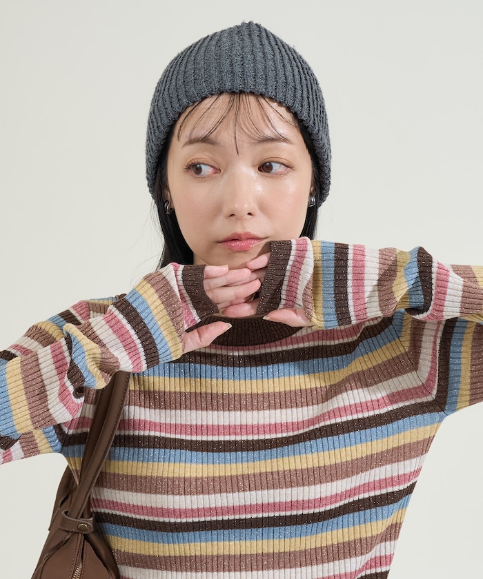 【FREAK'S STORE】 ウォッシャブル ラメ クルーネックニット female 【FREAK'S STORE】 ウォッシャブル ラメ クルーネックニット female