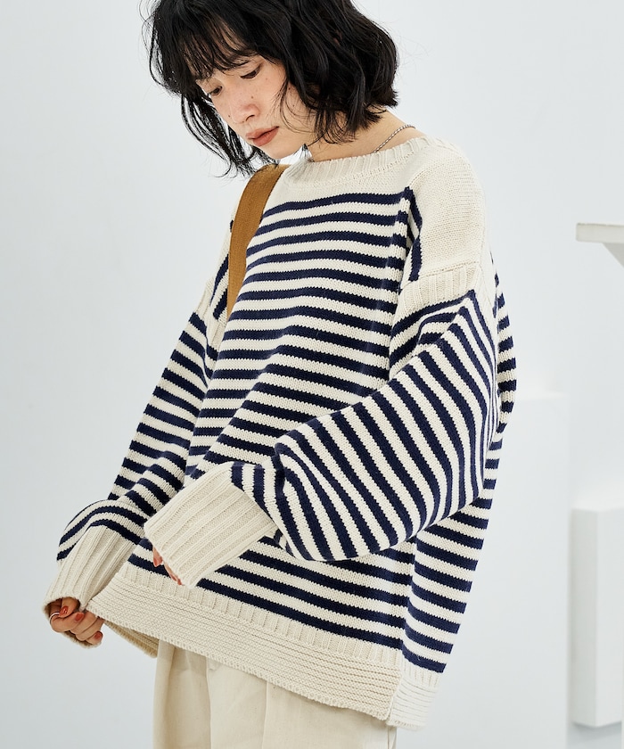 【FREAK'S STORE】 ウール混 ガンジーニット female 【FREAK'S STORE】 ウール混 ガンジーニット female