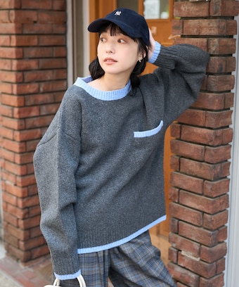 CITY シティ アルパカ混 Vネック リブカーディガン オーバーサイズ 