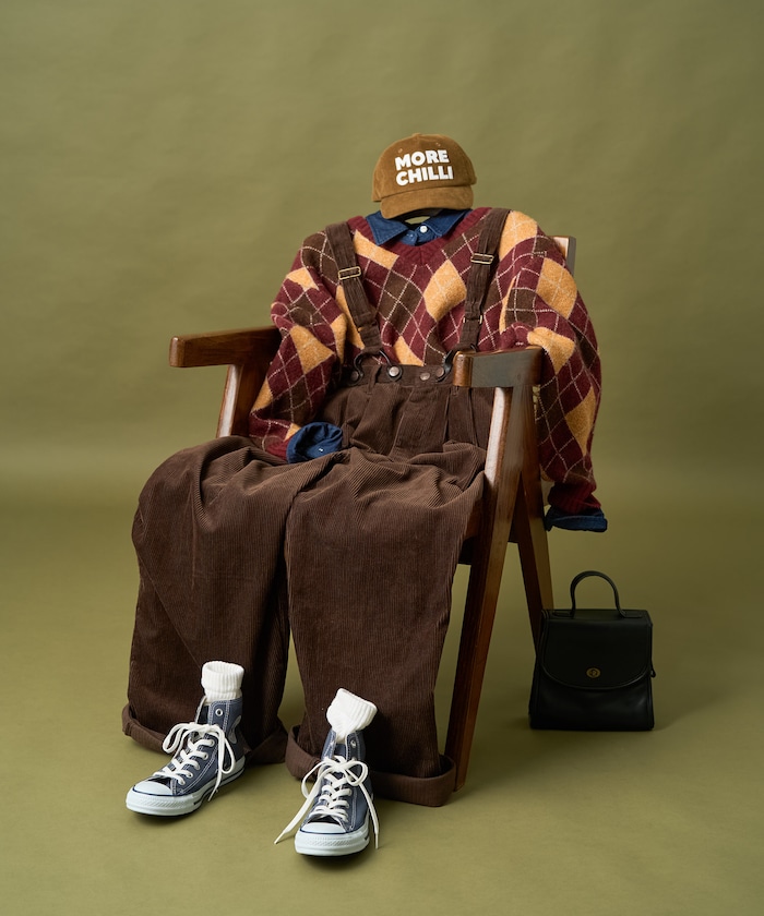 アーガイルVネックニット