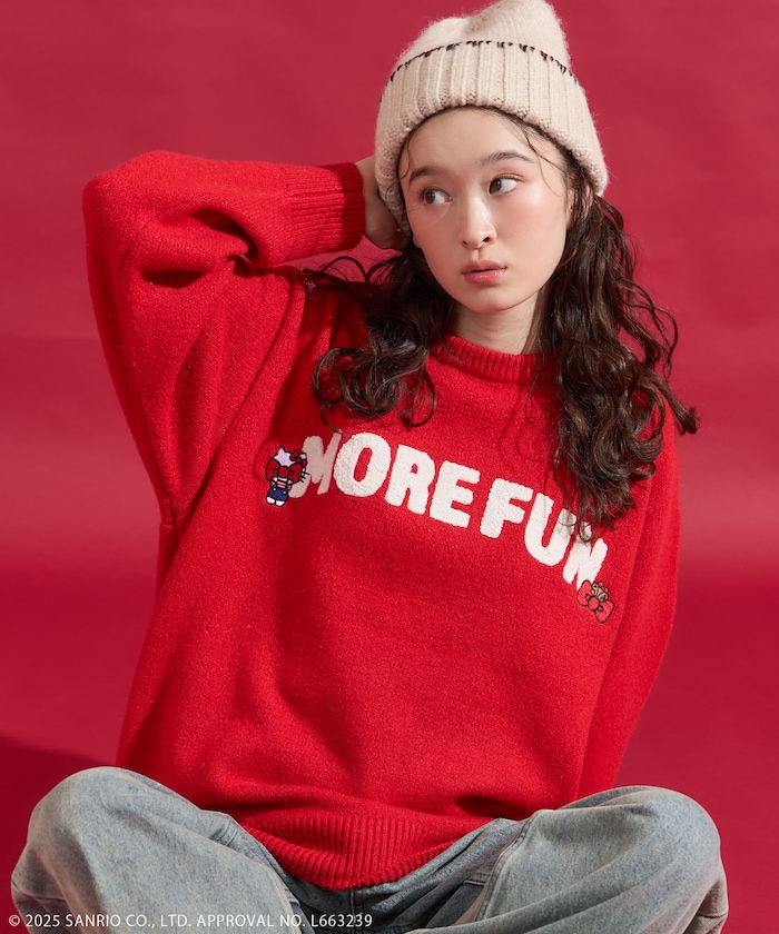 【11月6日12:00～販売開始】「HELLO KITTY」 サガラ刺繍 ロゴ ニット