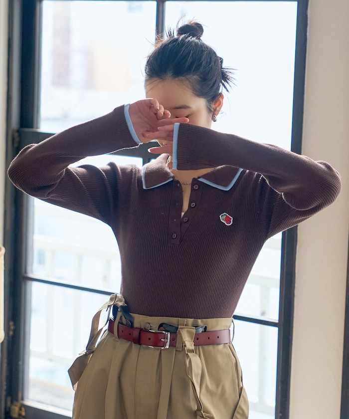 【1月30日12:00～販売開始】別注 配色レイヤード ポロニット