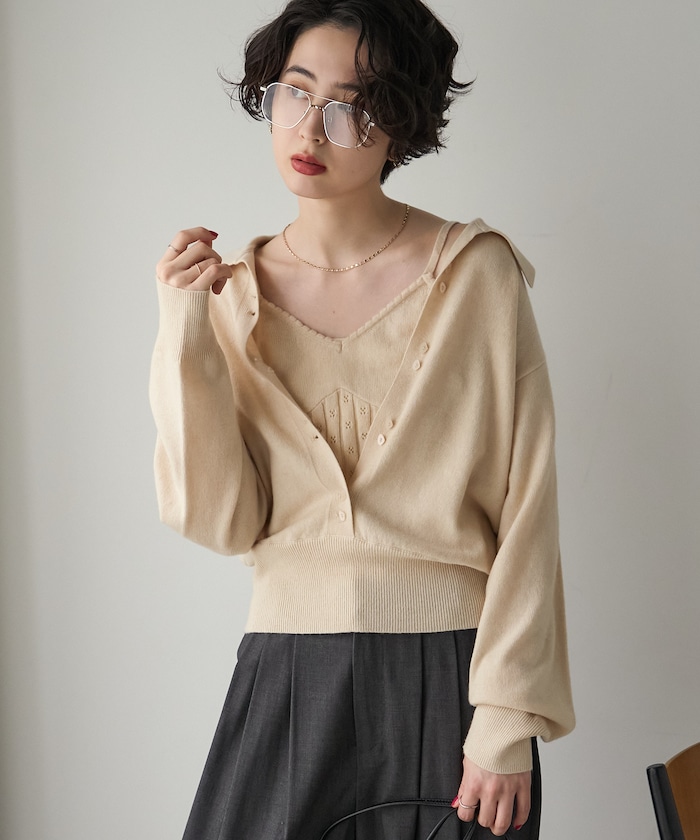 別注 slow off knit top