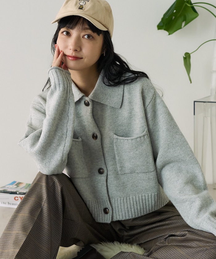 【お値下げ！】Y's（ワイズ ）ダークグリーン グレー ボタン付きカーディガン お値下げ！】Y's（ワイズ ）ダークグリーン グレー ボタン付き