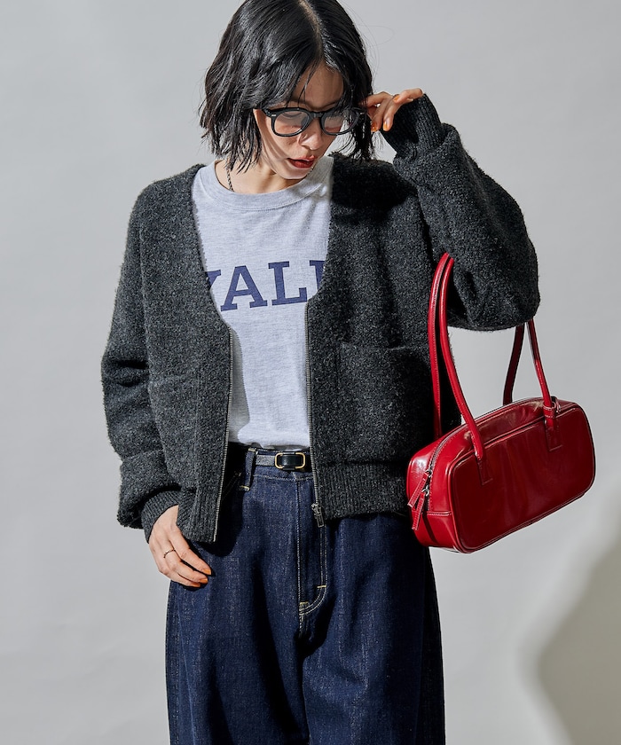 コンパクト ジップ ニットカーディガン  限定展開