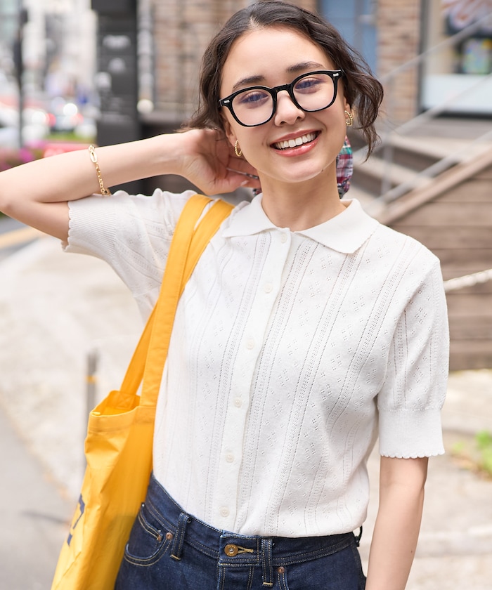 アイレット ポロカーディガン