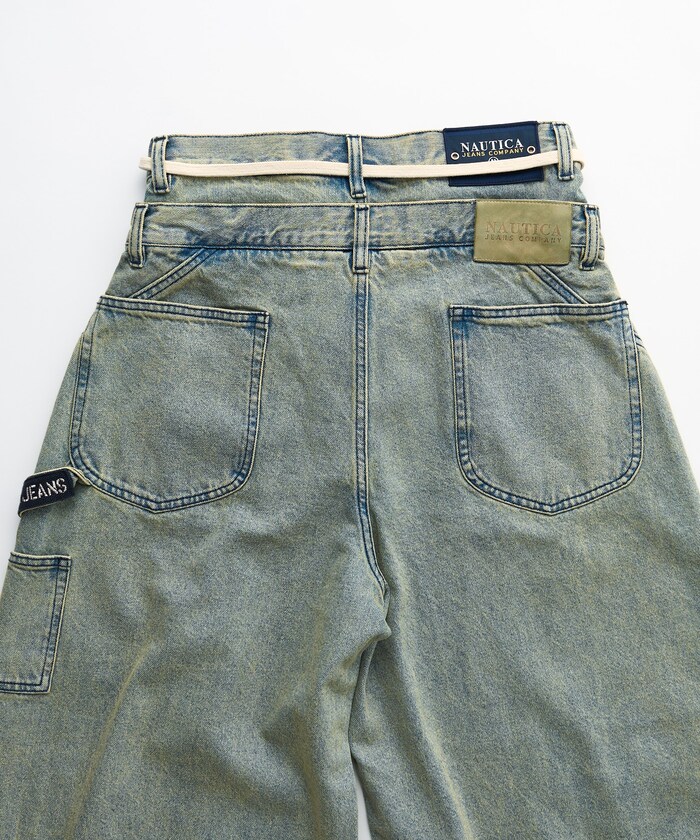 nautica ワイドデニム セール】NAUTICA/ノーティカ Faded Double Knee Denim Pants