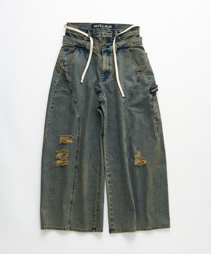 nautica ワイドデニム セール】NAUTICA/ノーティカ Faded Double Knee Denim Pants