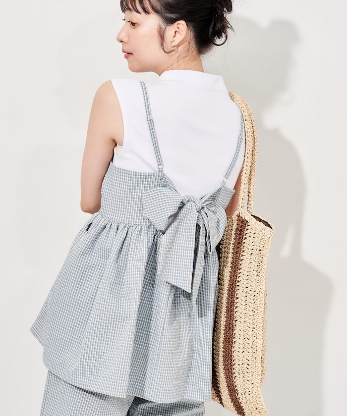 別注 サッカーチェック キャミセットアップ