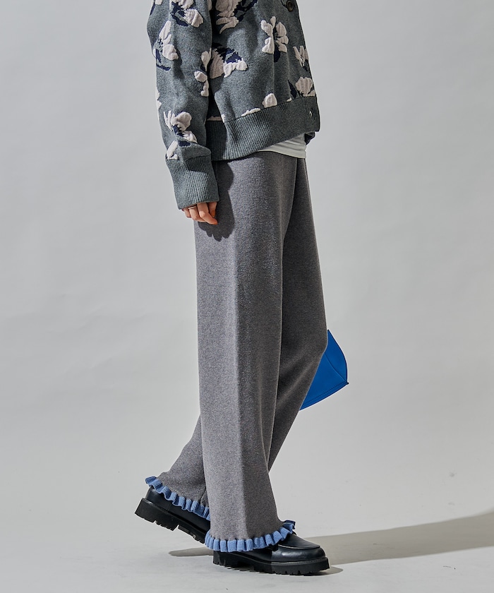 【FREAK'S STORE】 配色 裾フリル ニット イージーパンツ female