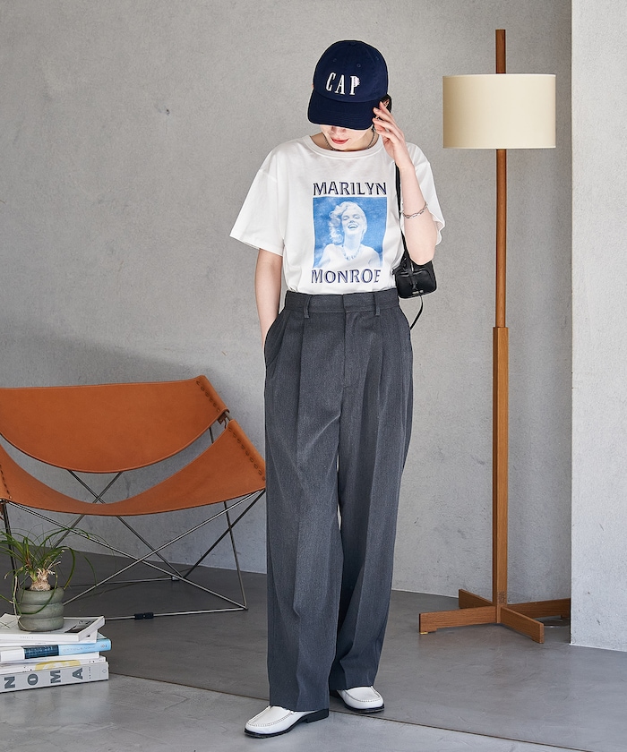 FREAK'S STORE/FIT MAGIC マーベルト タック スラックスパンツ