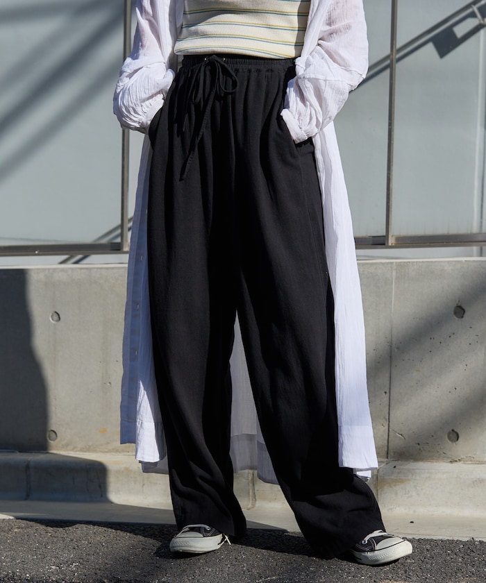 ＜低身長サイズあり＞リネンレーヨン イージーパンツ/コットンイージーパンツ