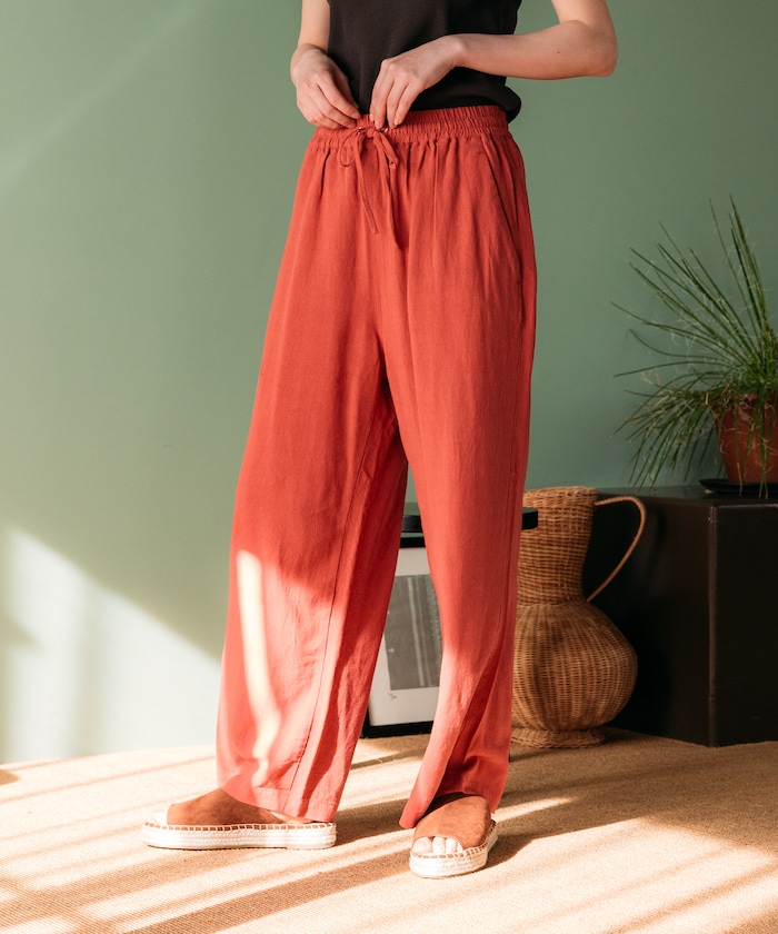 ＜低身長サイズあり＞リネンレーヨン イージーパンツ/コットンイージーパンツ