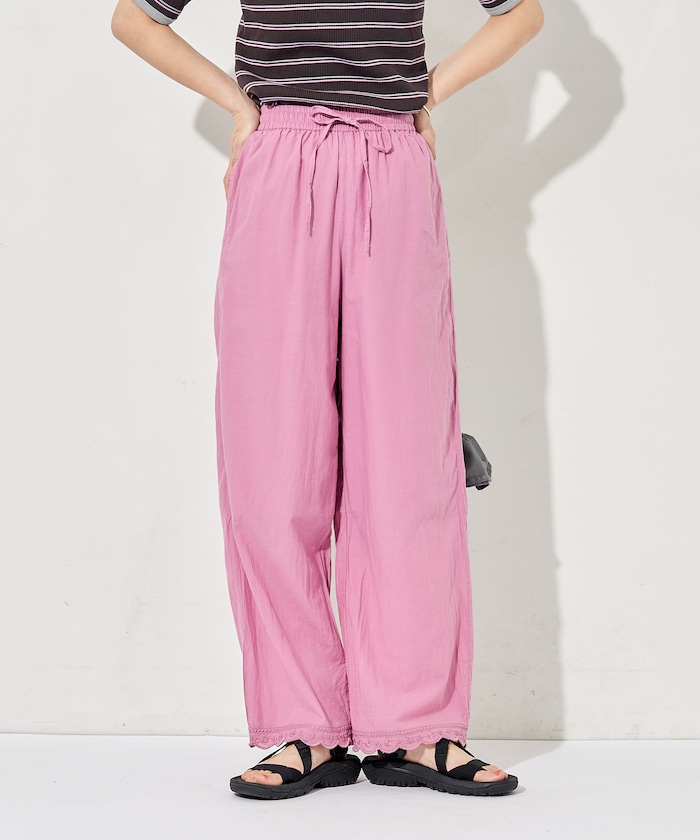 インド 裾刺繍 ワイドイージーパンツ