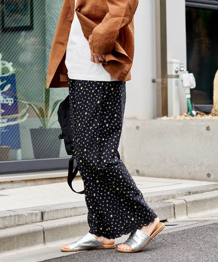 インド 裾刺繍 ワイドイージーパンツ