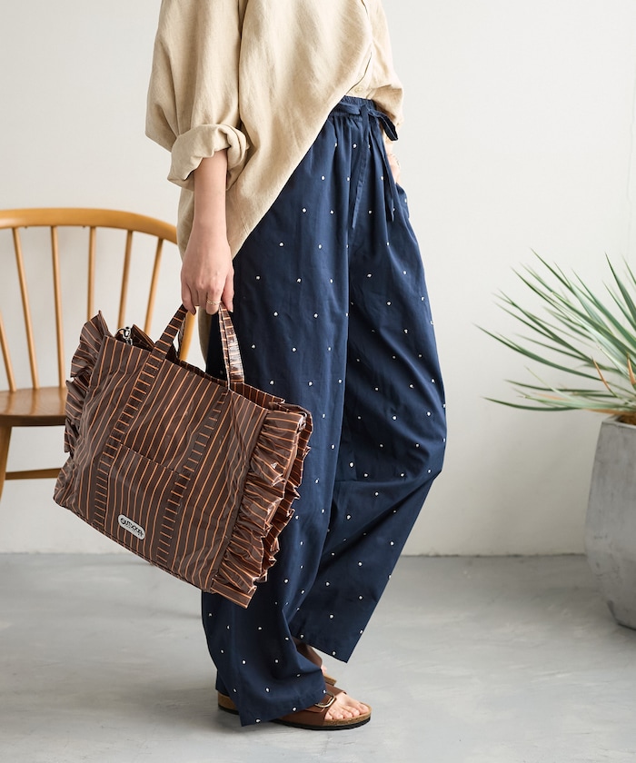 インド ラメドット刺繍 イージーパンツ＜セットアップ対応＞