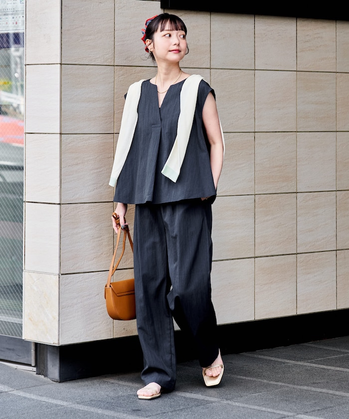 【セットアイテム】 SUMMERCOOL スキッパーブラウスセットアップ/接触冷感