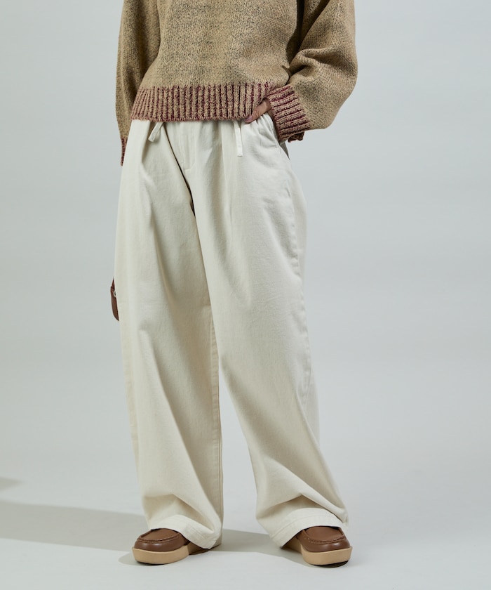 ウォーム 紐付きイージーパンツ