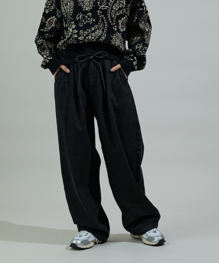 ウォーム 紐付きイージーパンツ