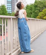 別注 サスペンダー付き ビッグ 2タック デニムパンツ＜セットアップ 