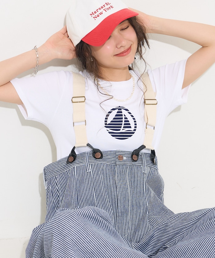 WEIRDO サスペンダー付きデニムパンツ ホワイトデニム RED KAP/別注 サスペンダー付き ビッグ 2タック デニムパンツ