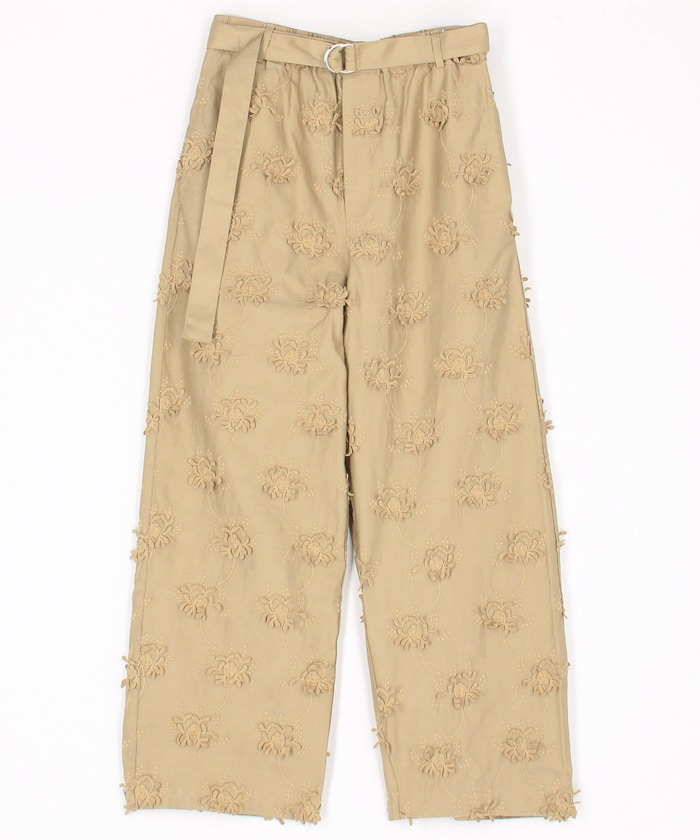 3D embroidery twill easy pants