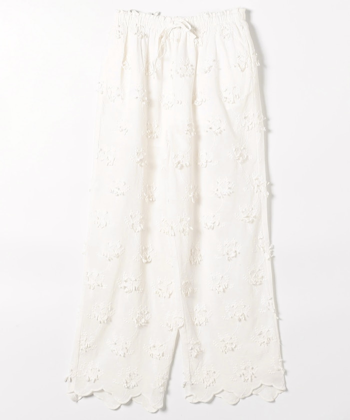 sheer cotton 3D embroidery easy pants