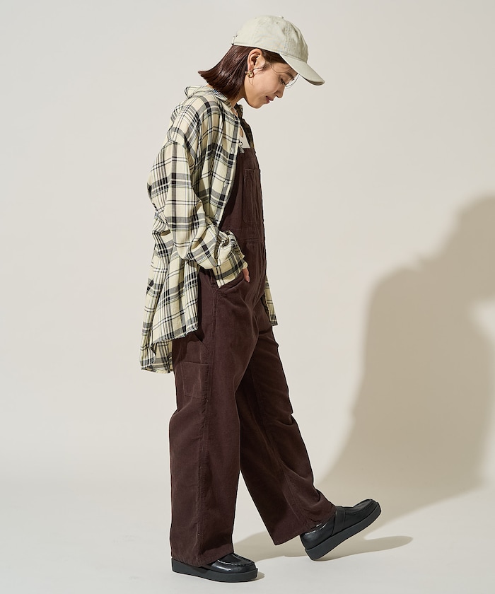 NEIGHBORHOOD コーデュロイ オーバーオール ブラウン FREAK'S STORE/カントリーフラワー コーデュロイオーバーオール