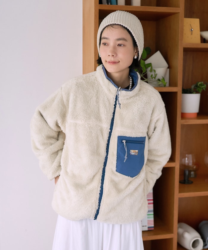 マスターバニーエディション リバーシブル ボアジャケット ドローコード 白 ５ FREAK'S STORE/配色 リバーシブル ボアジャケット｜Daytona Park