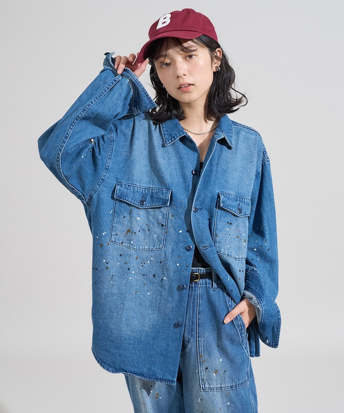 ペイント加工 シャツジャケット＜セットアップ対応＞