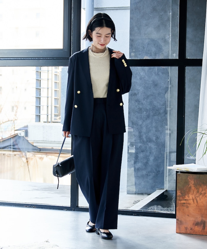 接触冷感/UV LINEN TOUCH ダブルブレストジャケット セットアップ 限定展開