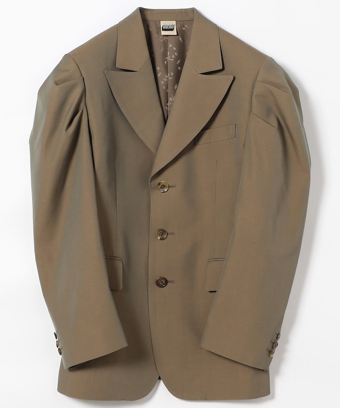WOOL TWILL SHAPED PUFF JACKET
