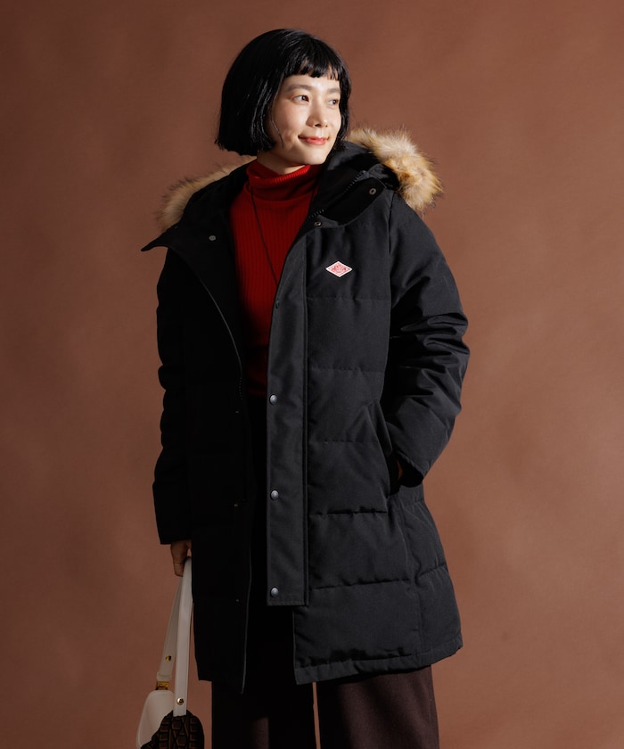 FAKE FAR HOODED DOWN COAT