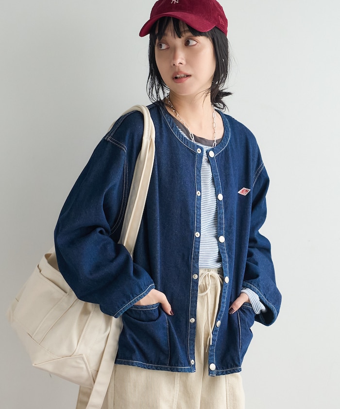 Women's Denim Collarless Jacket