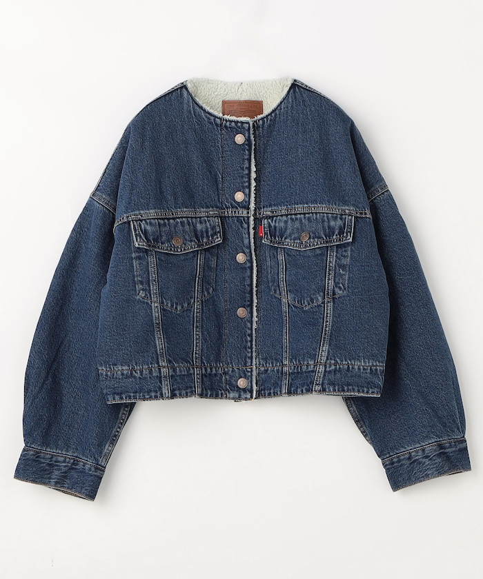 COLLARLESS CROP SHERPA TRUCKER
