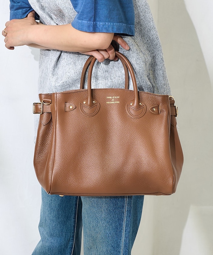EMBOSSED LEATHER BELTED TOTE S