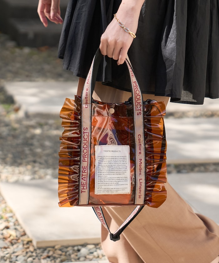 別注 ジャガードテープ フリル クリア トートバッグ S