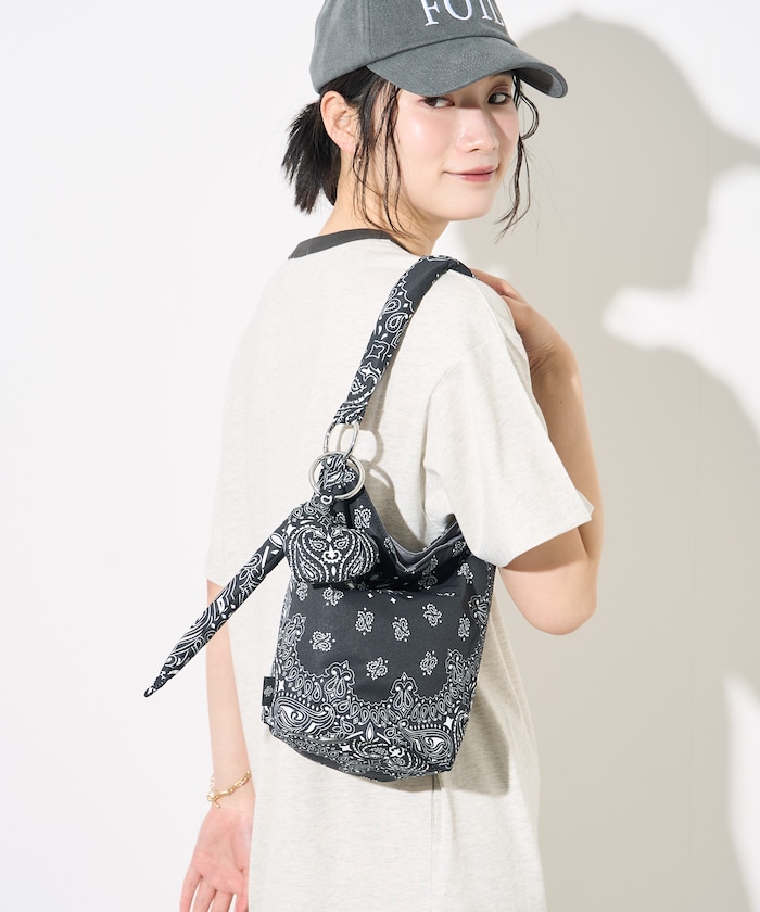 【Beach & Festival】バンダナ柄 チャーム付き バケツバッグ