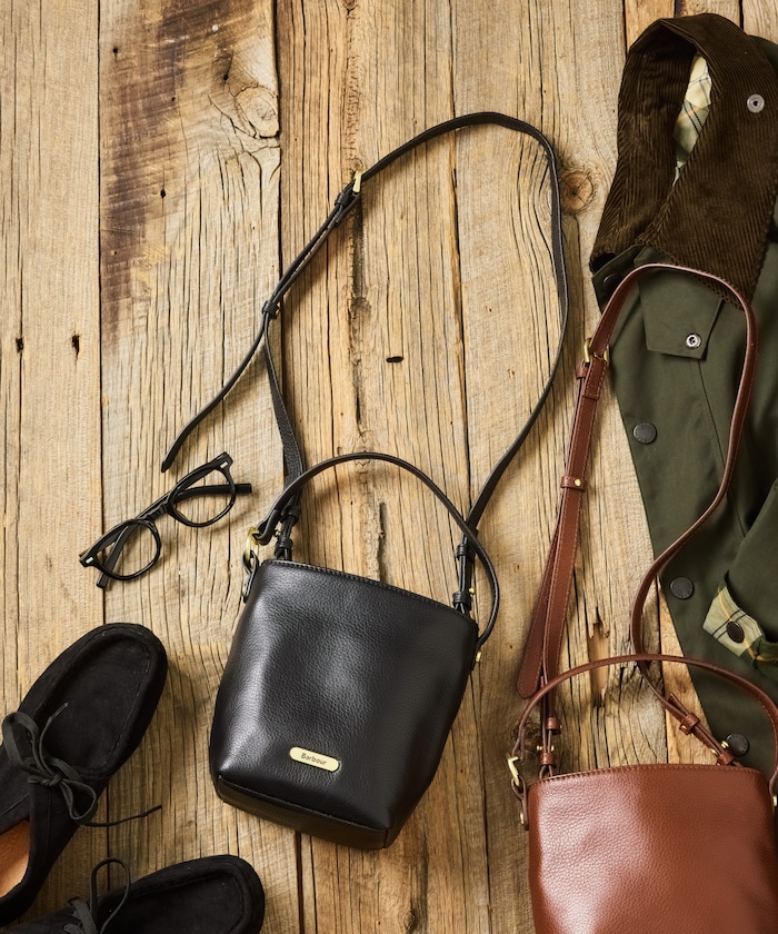【国内販路限定 / EXCLUSIVE】barbour cedar mini leather bucket bag