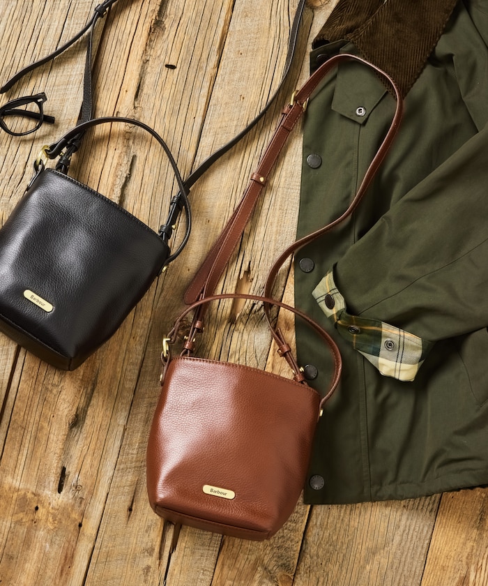 【国内販路限定 / EXCLUSIVE】barbour cedar mini leather bucket bag