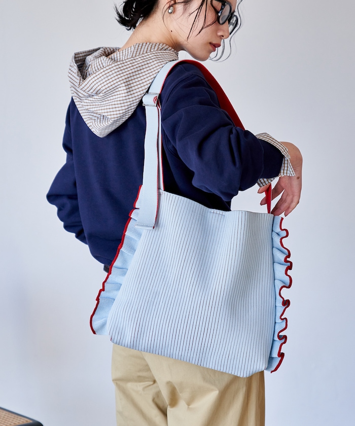 配色ニットフリルワンショルダーバッグ 限定展開